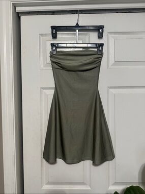 Strapless Olive Green Fitted Mini Dress